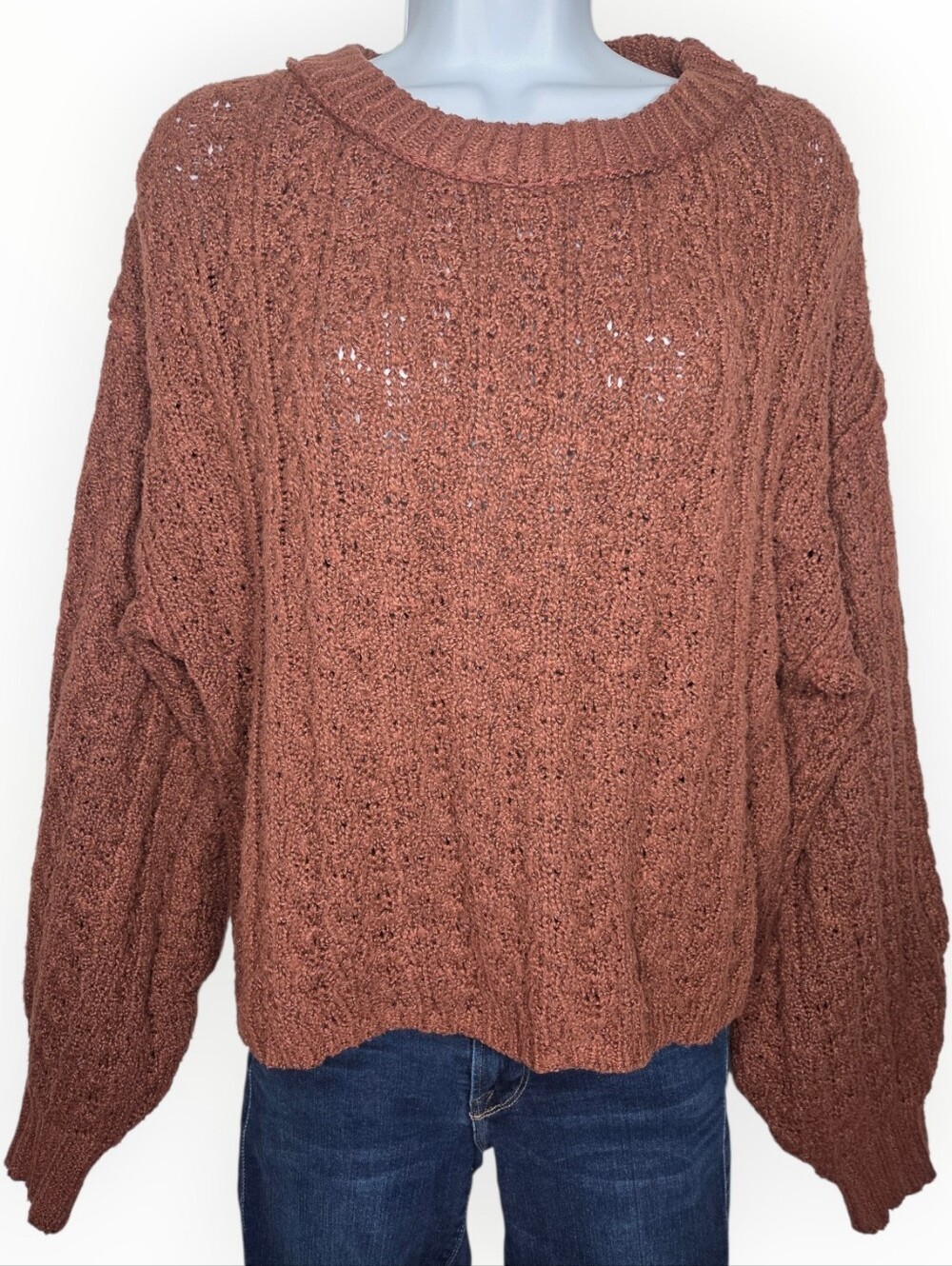 Blu Pepper Rust Crew Neck Chunky Knit Sweater